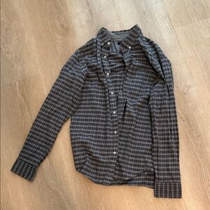 Banana Republic Men's Plaid Shirt - Black and Gray